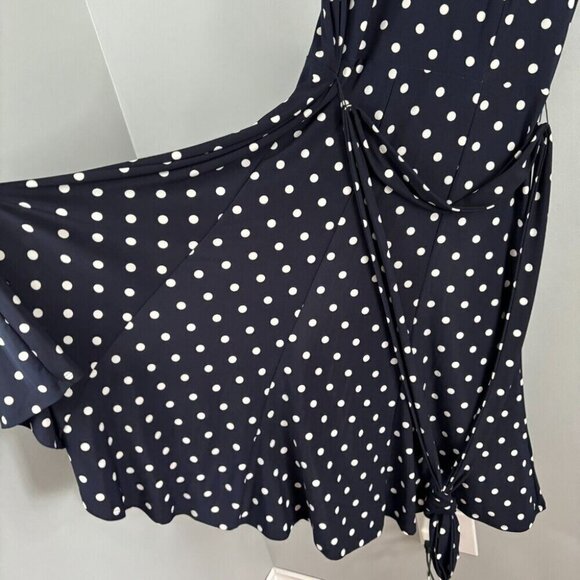 Lauren Ralph Lauren Navy and White Polka Dot Midi Dress - Picture 4 of 11